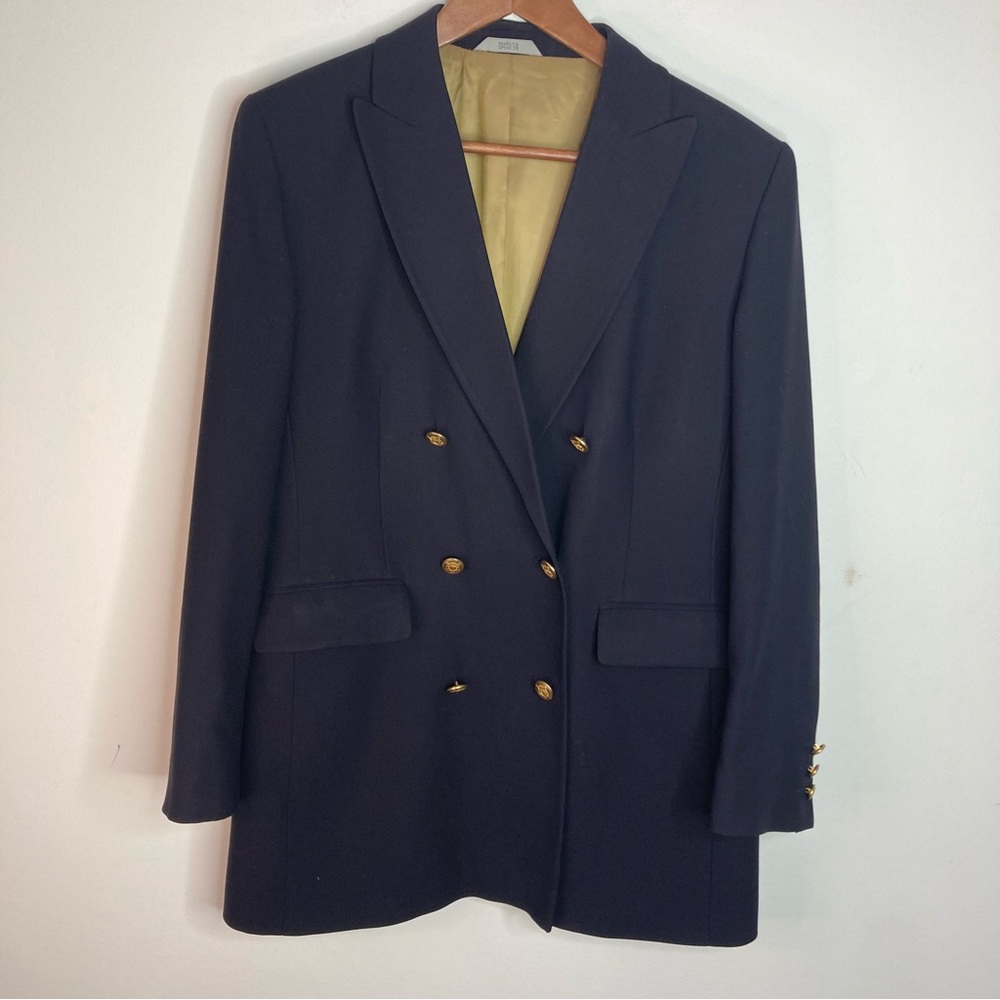 Vintage MARKS & SPENCER Navy Wool Double Breasted Jacket